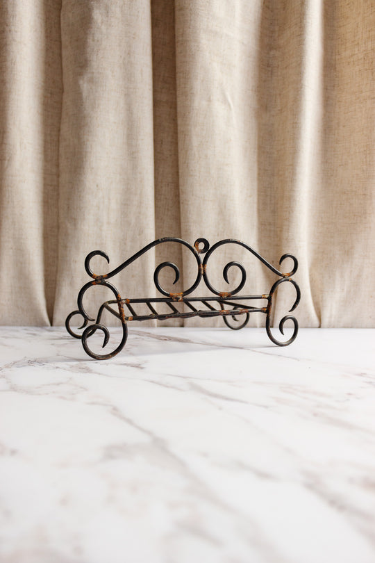 rare 1940s French extra large wrought iron soap holder