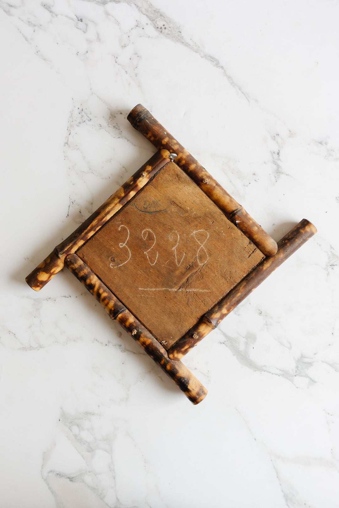 midcentury french burnt bamboo mirror
