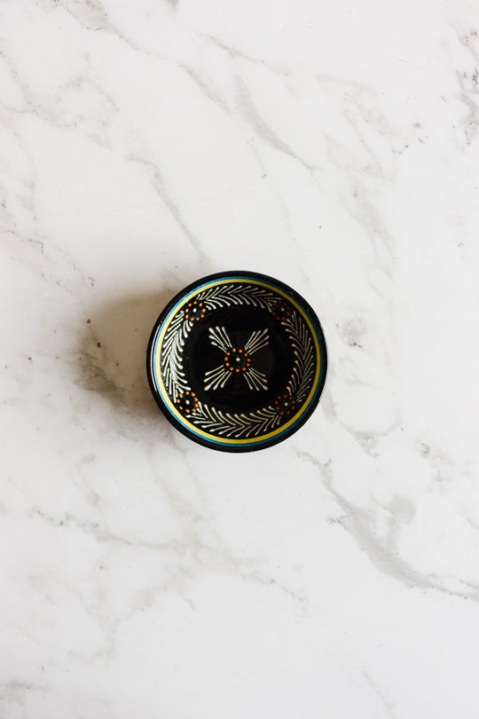 hb quimper hand painted textured black bowl
