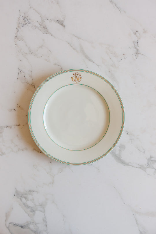 19th century Pillivuyt monogrammed dinner plates, set of 6