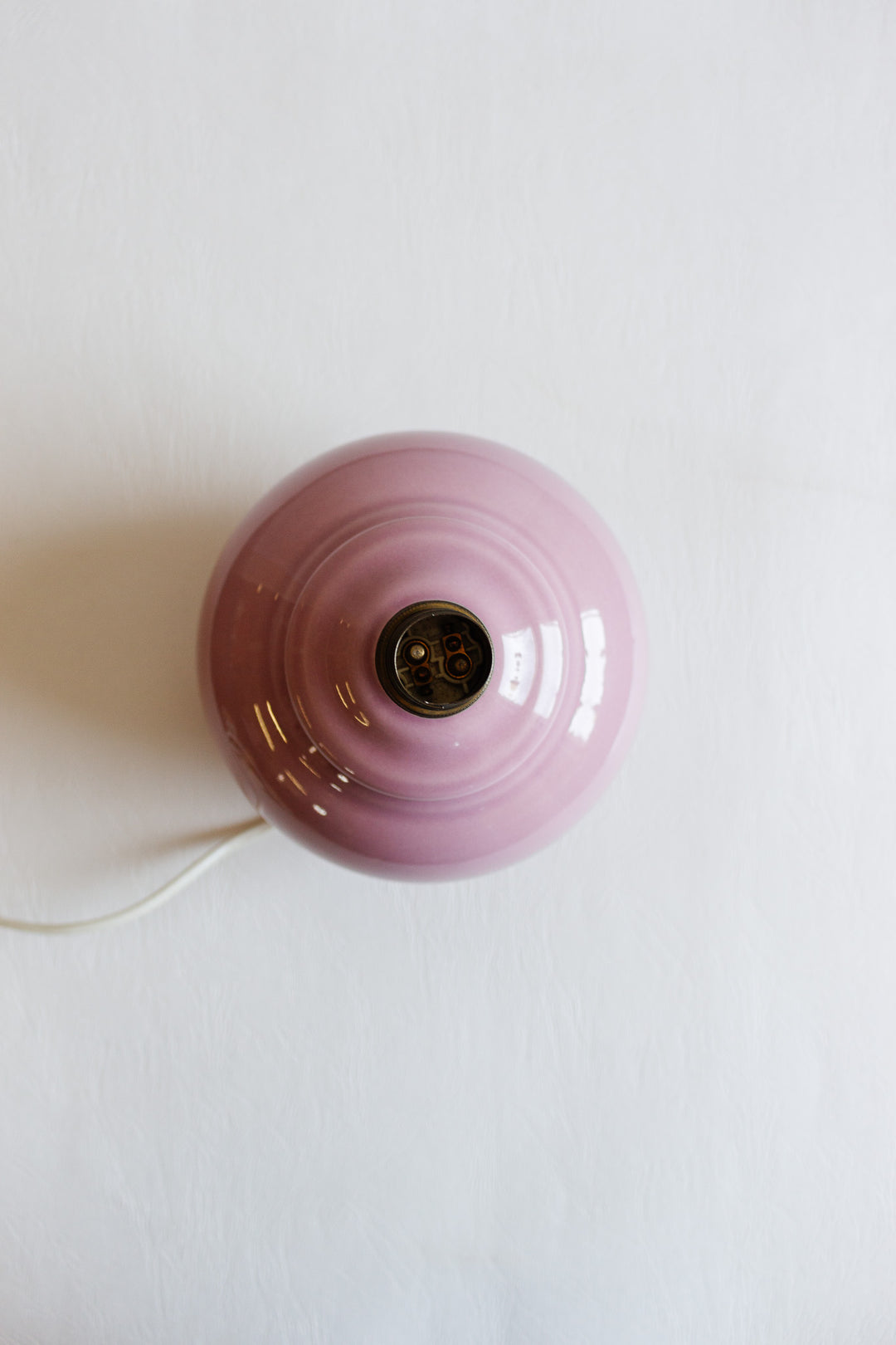 vintage french pink porcelain lamp with fringe shade