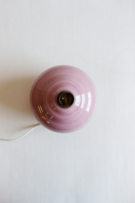 vintage french pink porcelain lamp with fringe shade
