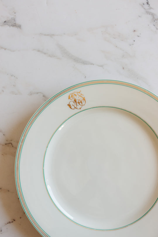 19th century Pillivuyt monogrammed dinner plates, set of 6