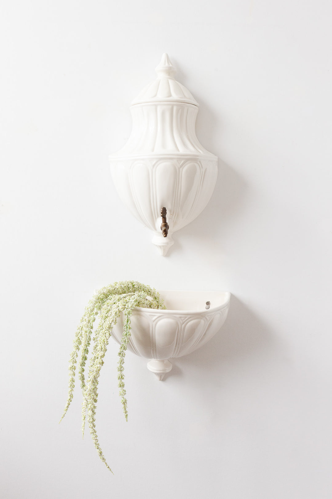 vintage italian wall mounted porcelain fountain