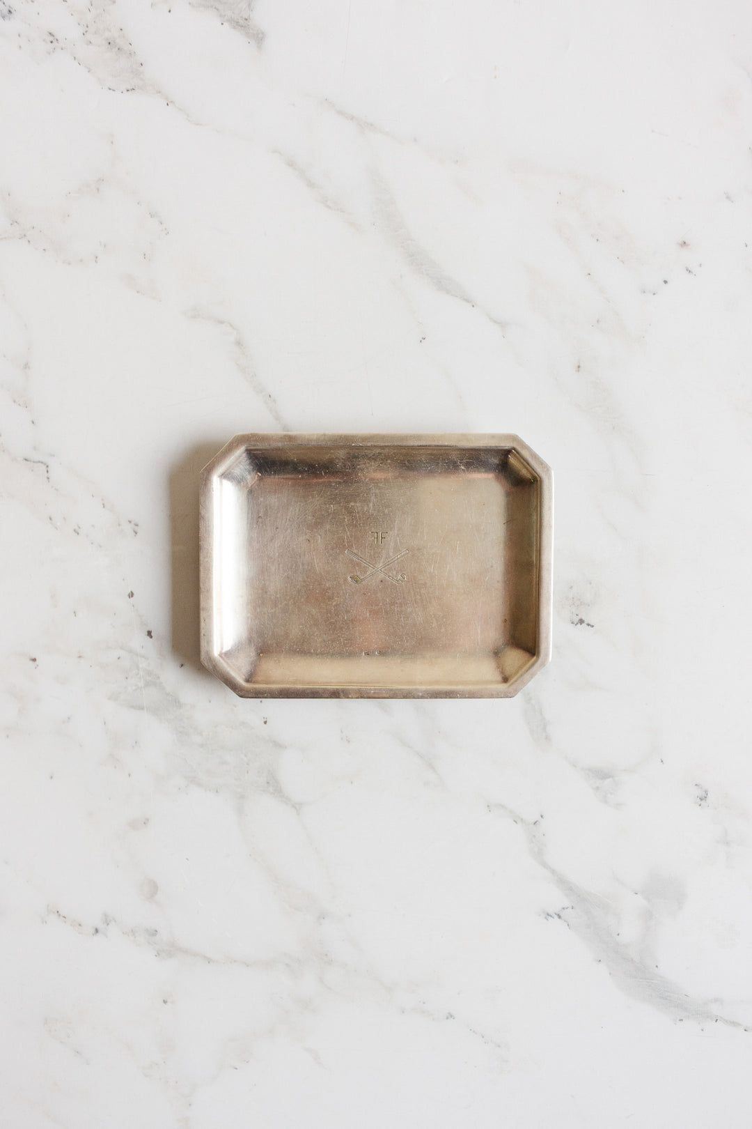 late 19th century french silver plated golf themed vanity tray with poinçons