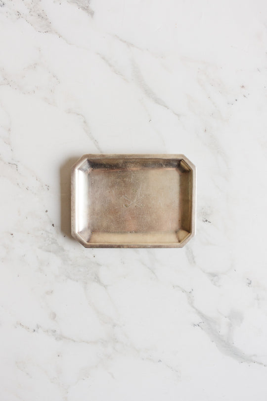 late 19th century french silver plated golf themed vanity tray with poinçons