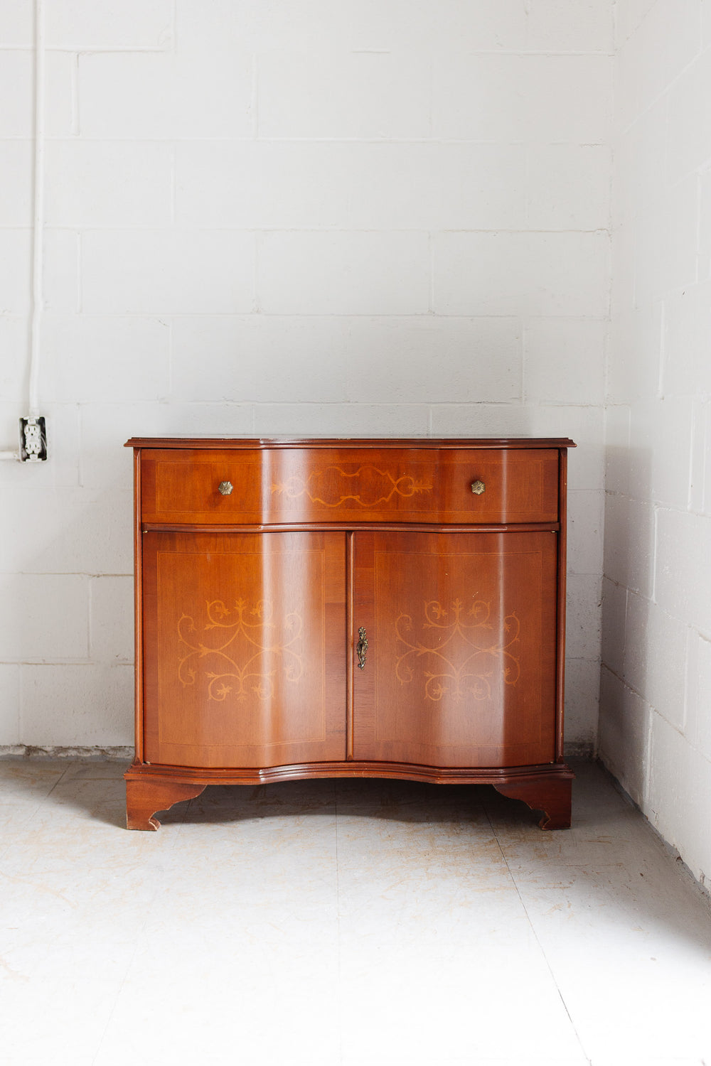 vintage italian wood inlay dresser