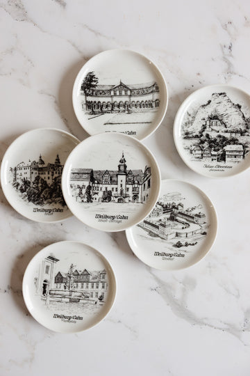 kaiser germany heidelberg landmarks porcelain coasters, set of 6