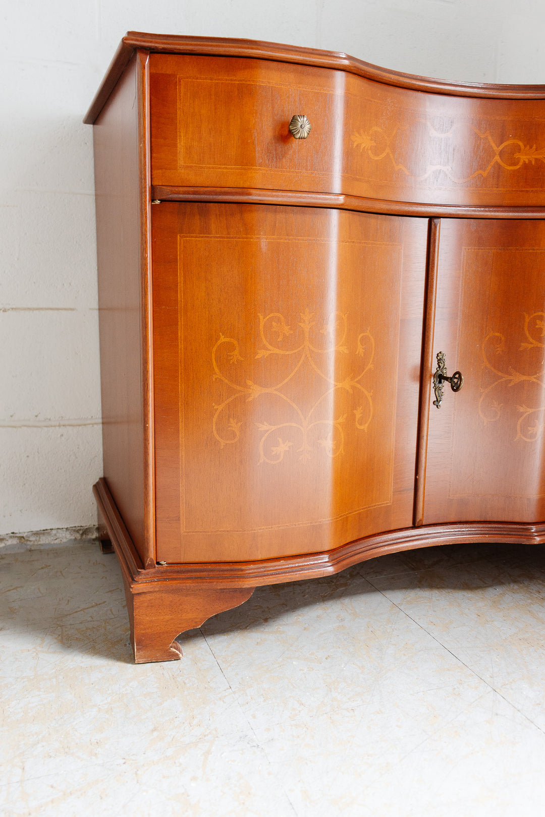 vintage italian wood inlay dresser