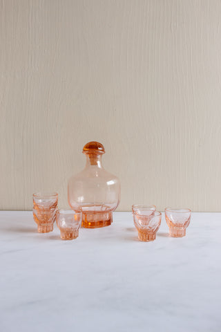 1950s French pink glass decanter set
