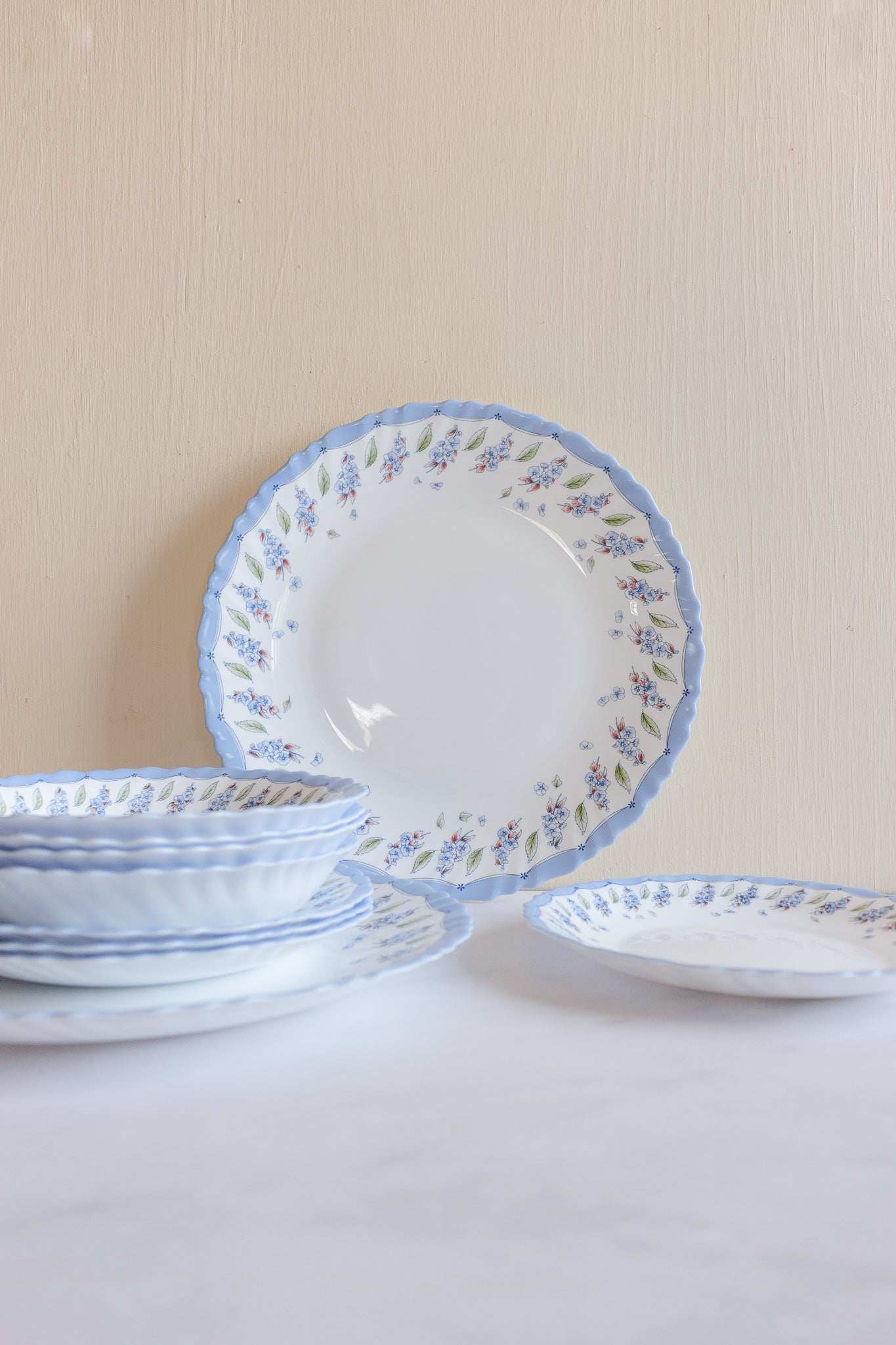 set of 10 midcentury arcopal France floral dish set – Joliette