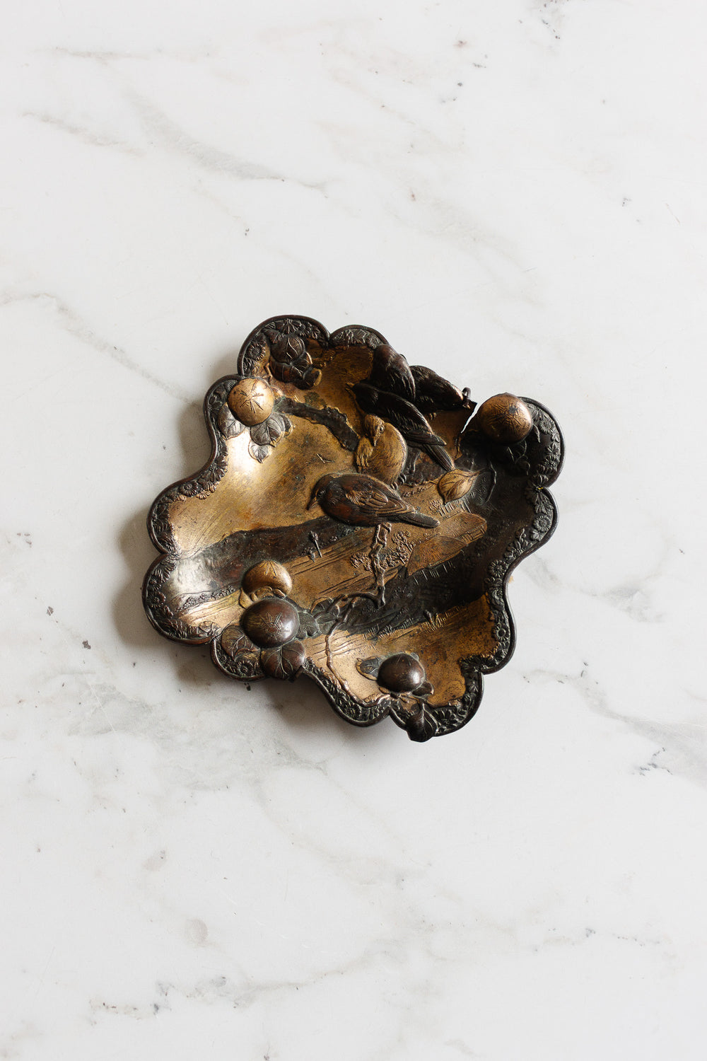 antique french cast metal painter trinket dish