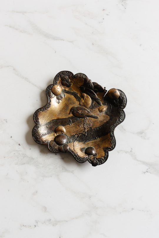 antique french cast metal painter trinket dish