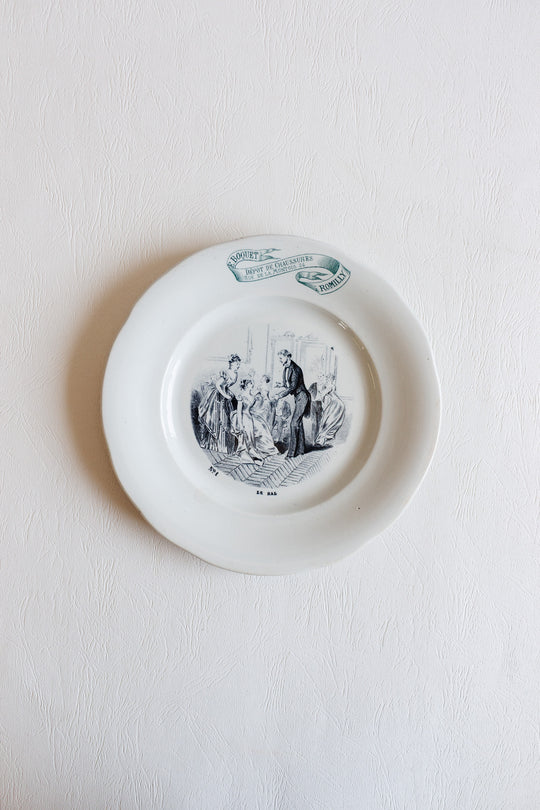1880s creil et montereau "le bal" advertising talking plate
