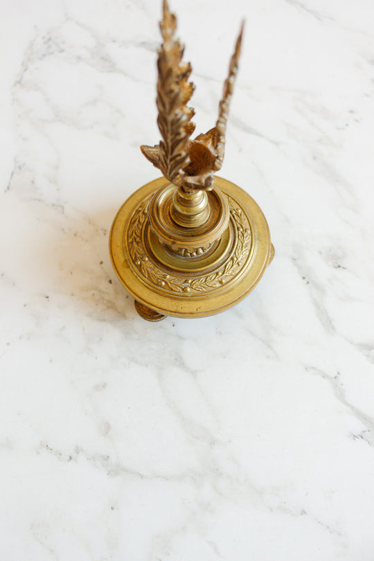 antique french empire revival bronze candlestick pair