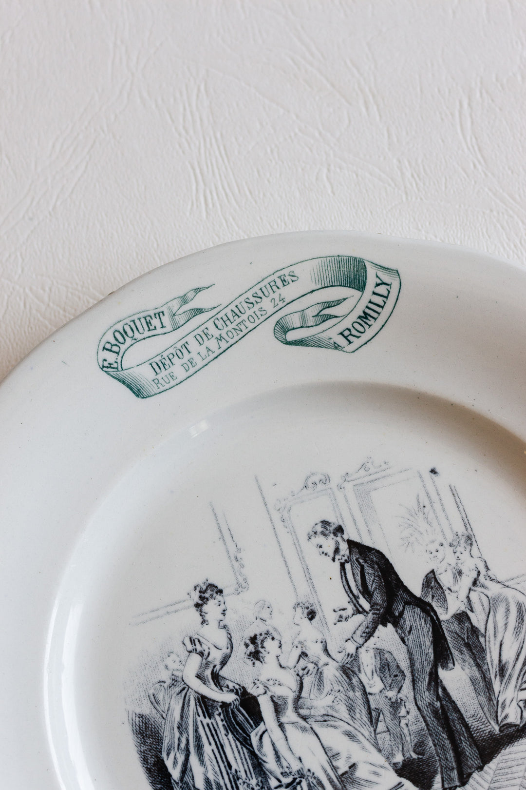 1880s creil et montereau "le bal" advertising talking plate