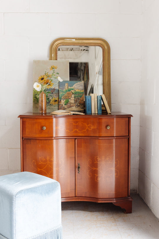 vintage italian wood inlay dresser