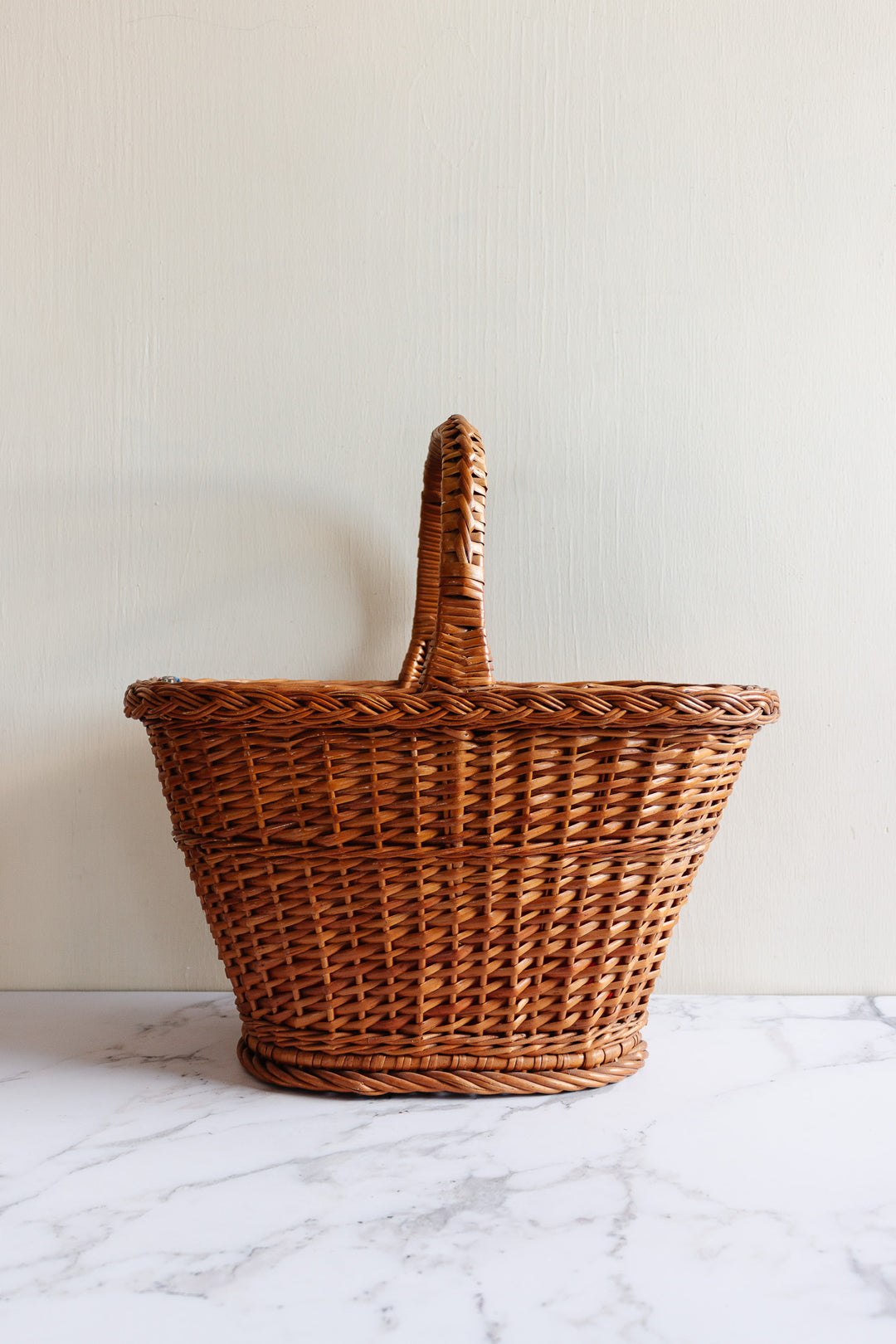 vintage French fabric lined panier