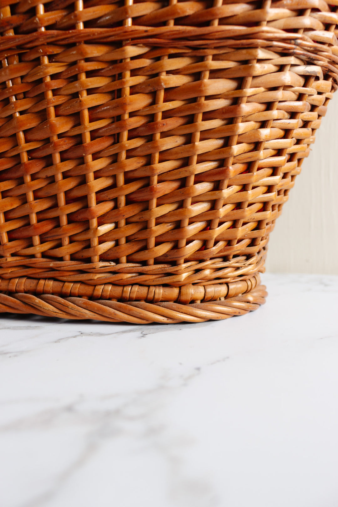 vintage French fabric lined panier