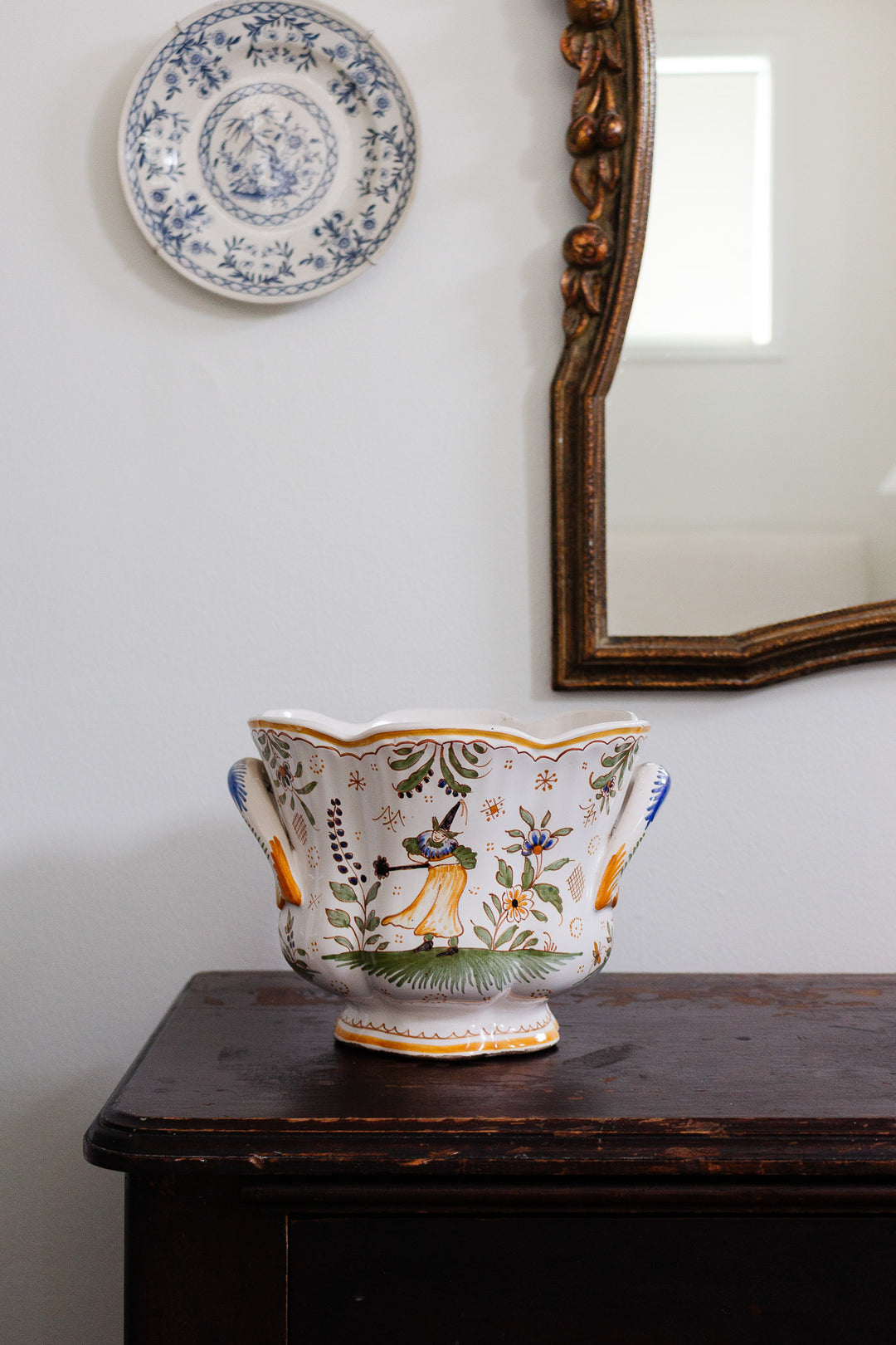 large vintage french moustiers "cache-pot"