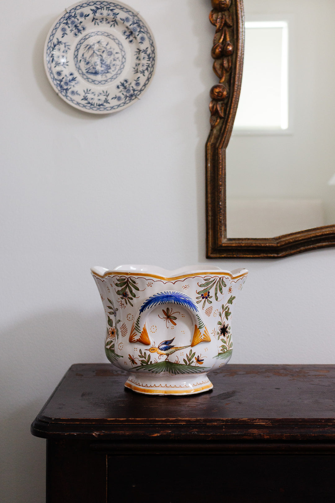 large vintage french moustiers "cache-pot"