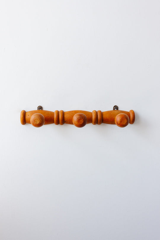 vintage French carved wood coat rack