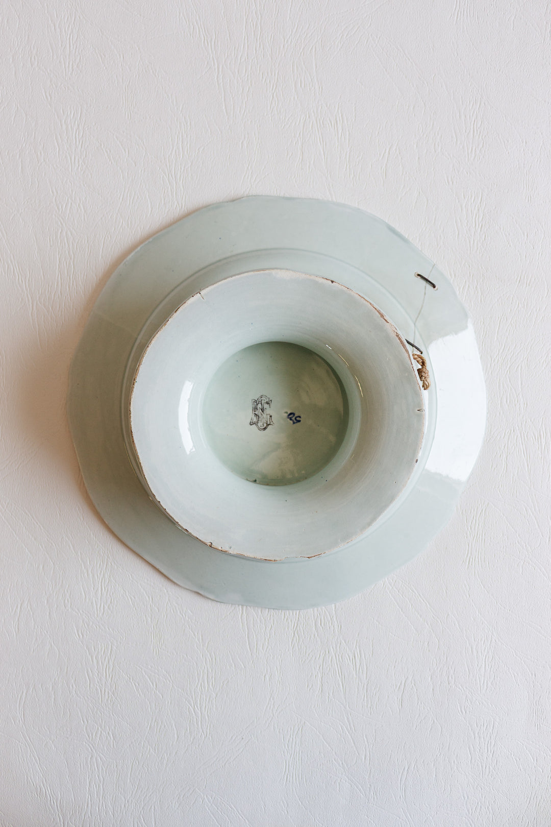 19th century gien cake plate with original staple repair