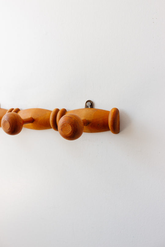 vintage French carved wood coat rack