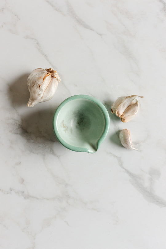 petite antique french glazed earthenware mortar