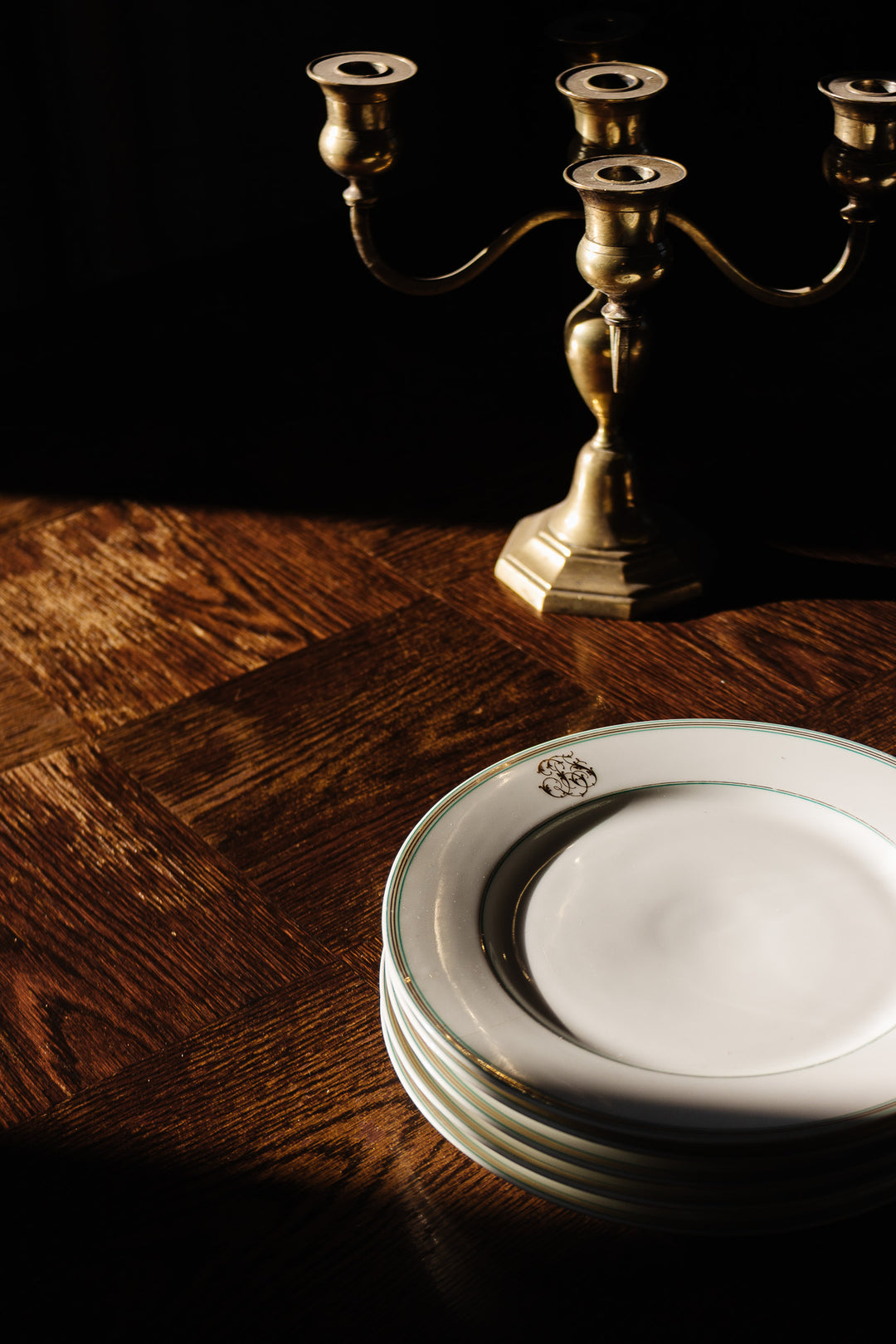 19th century Pillivuyt monogrammed dinner plates, set of 6