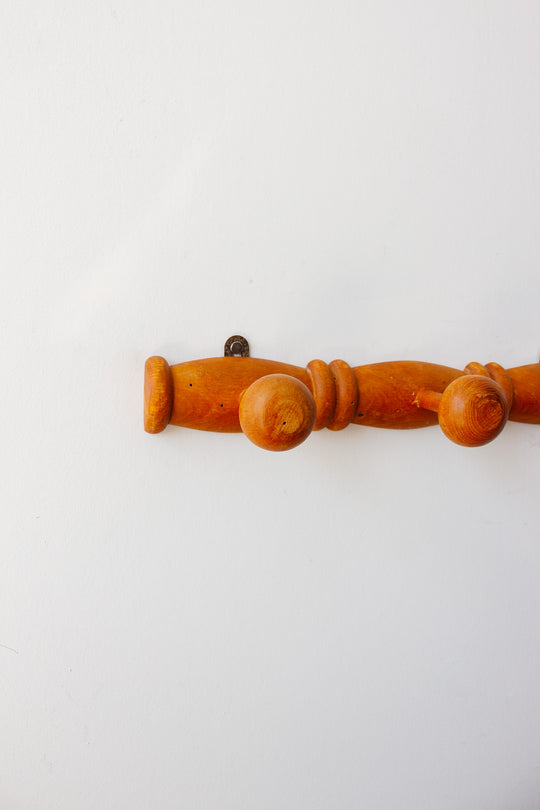 vintage French carved wood coat rack