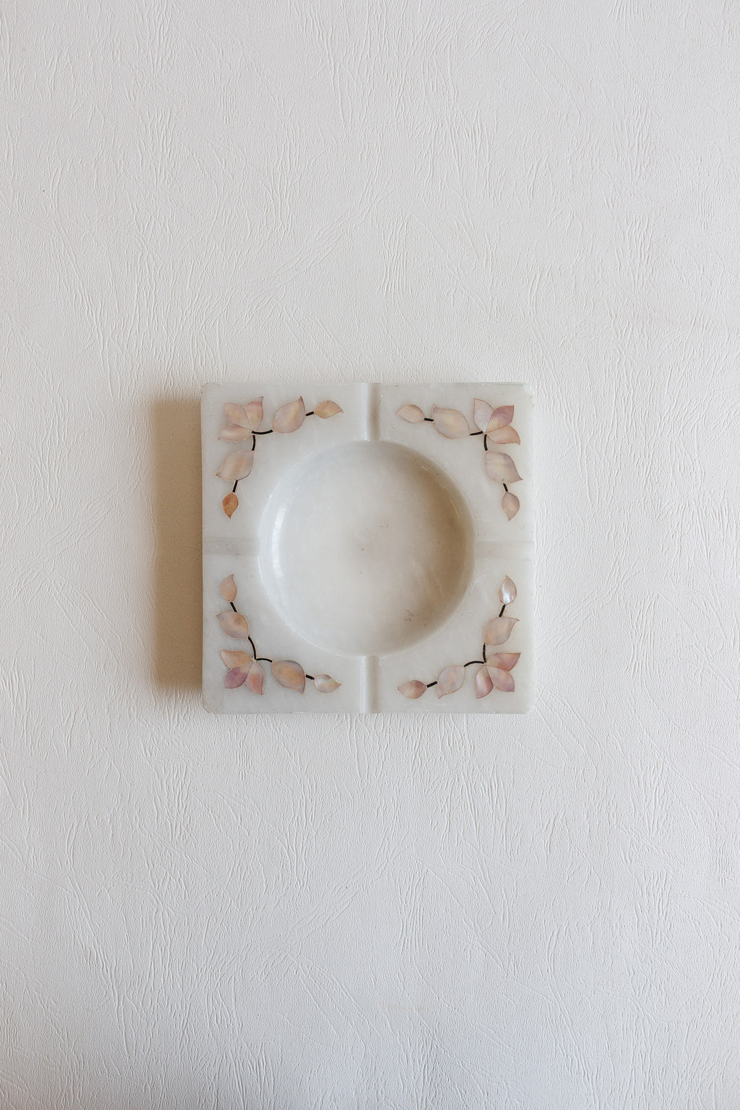 French alabaster ashtray with mother of pearl inlay