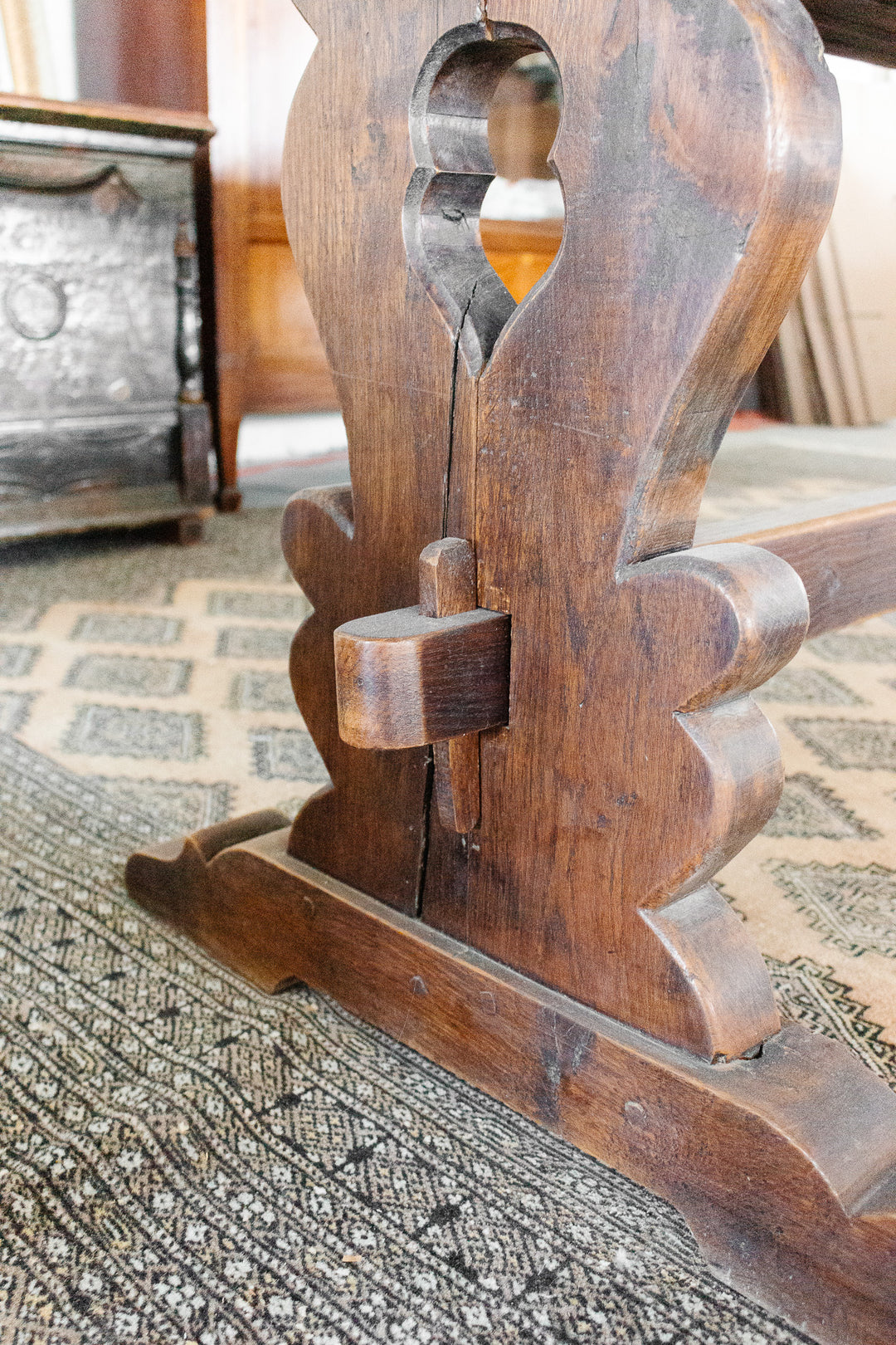 1930s French oak monastery dining table