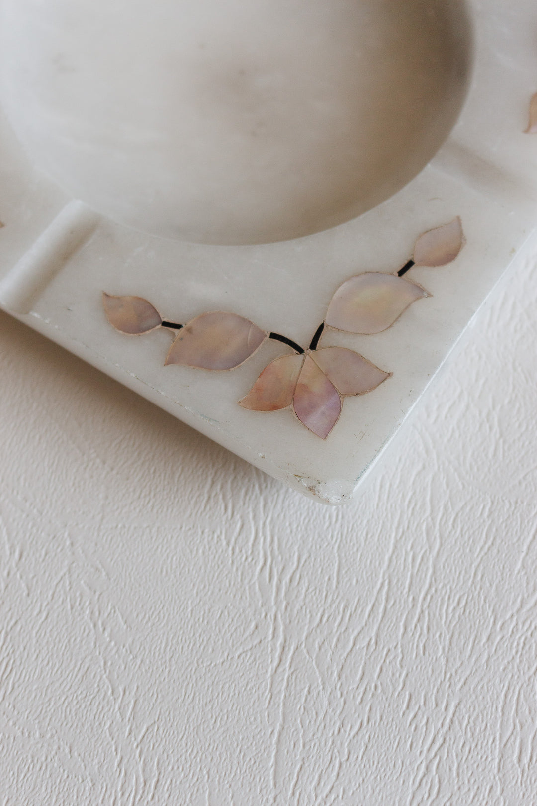 French alabaster ashtray with mother of pearl inlay