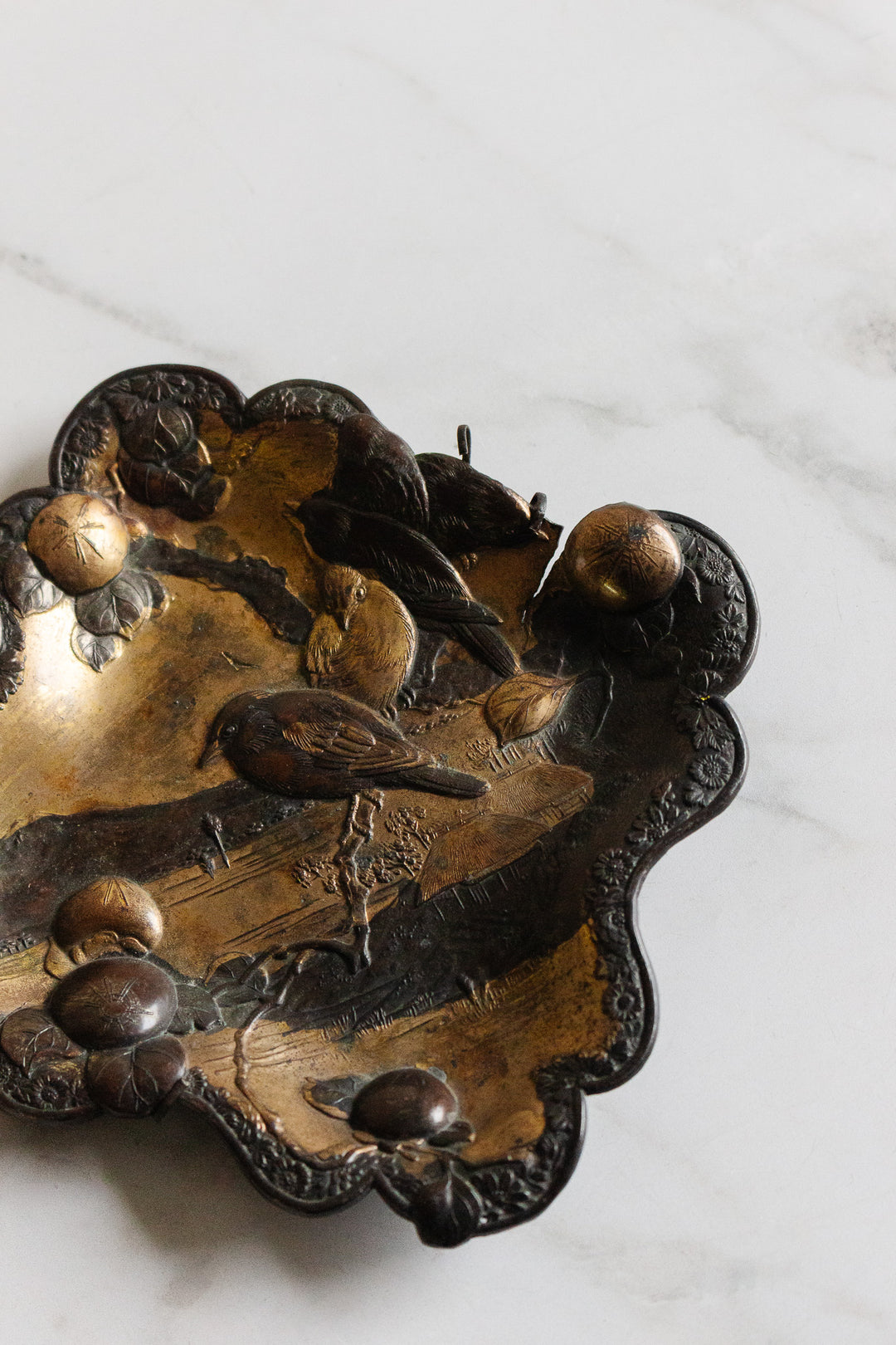antique french cast metal painter trinket dish
