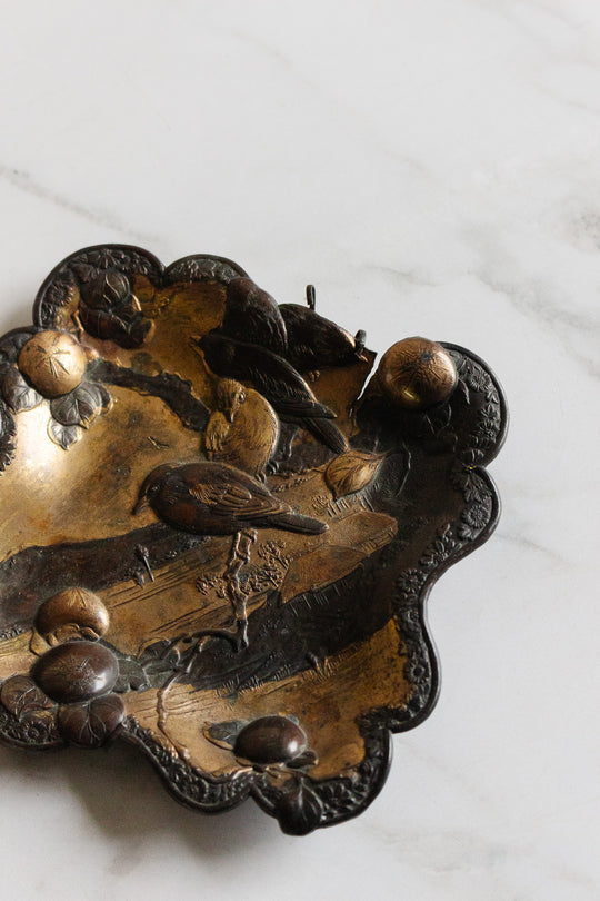 antique french cast metal painter trinket dish