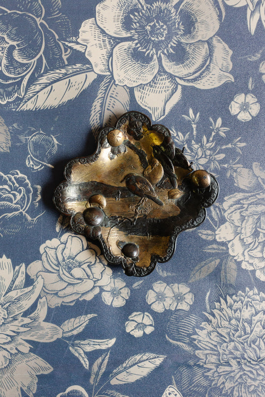 antique french cast metal painter trinket dish