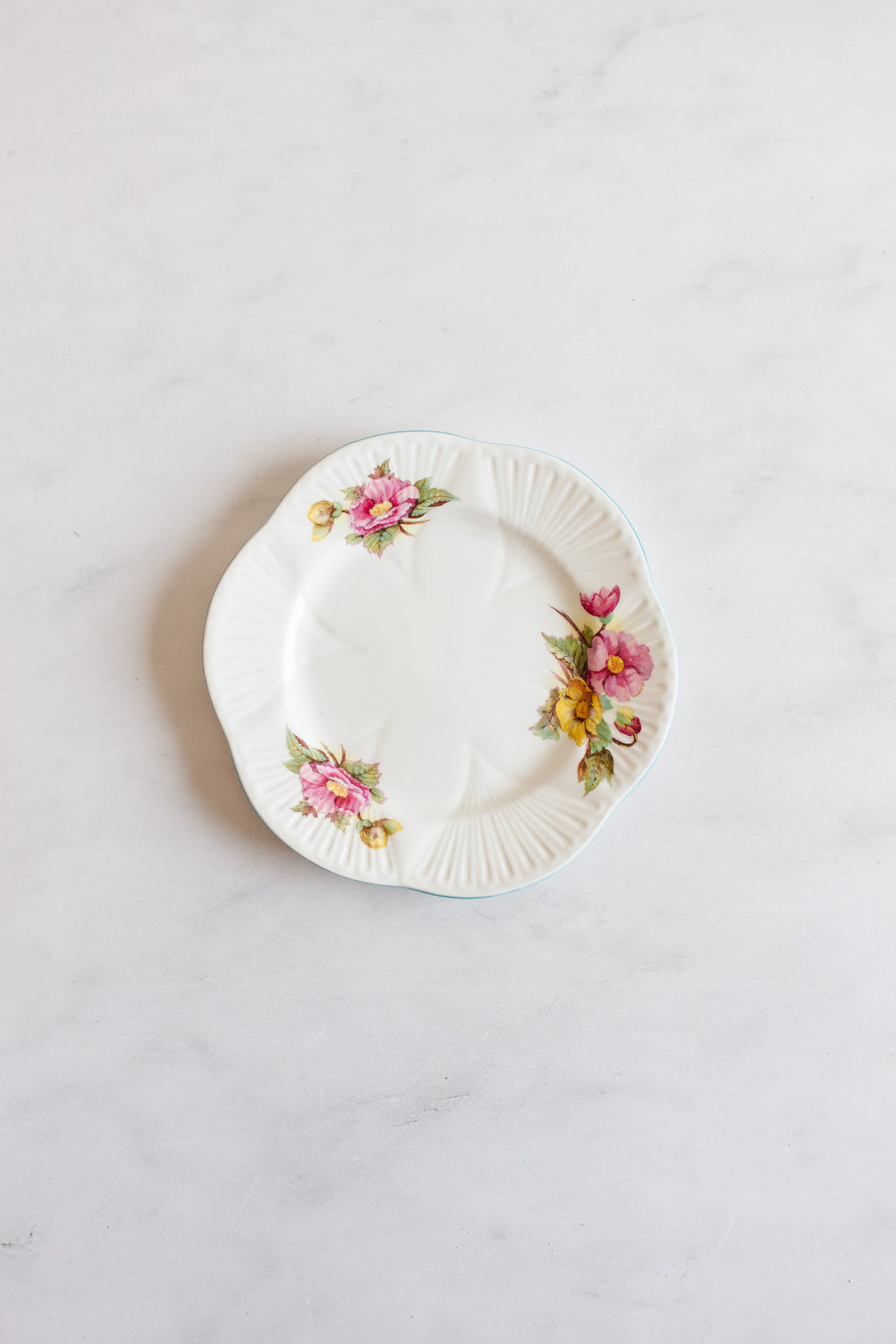 vintage Shelley "begonia" teacups and plates, set of three