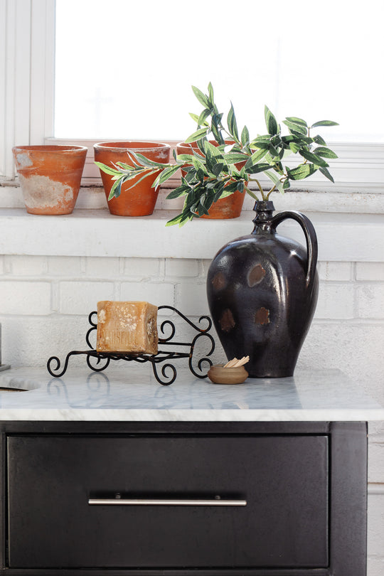 rare 1940s French extra large wrought iron soap holder