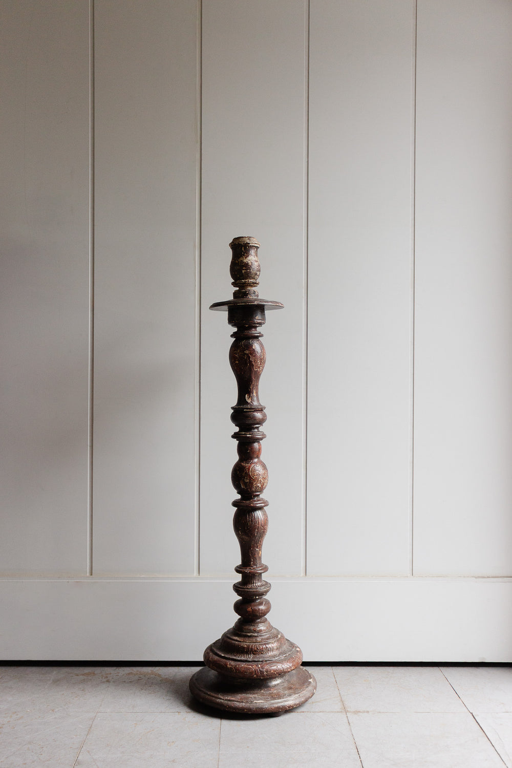 19th century European altar wooden candlestick