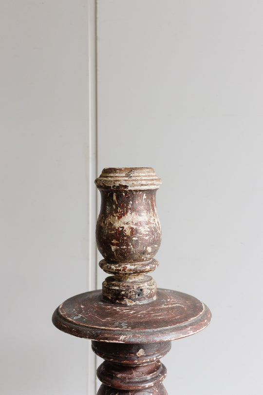 19th century European altar wooden candlestick