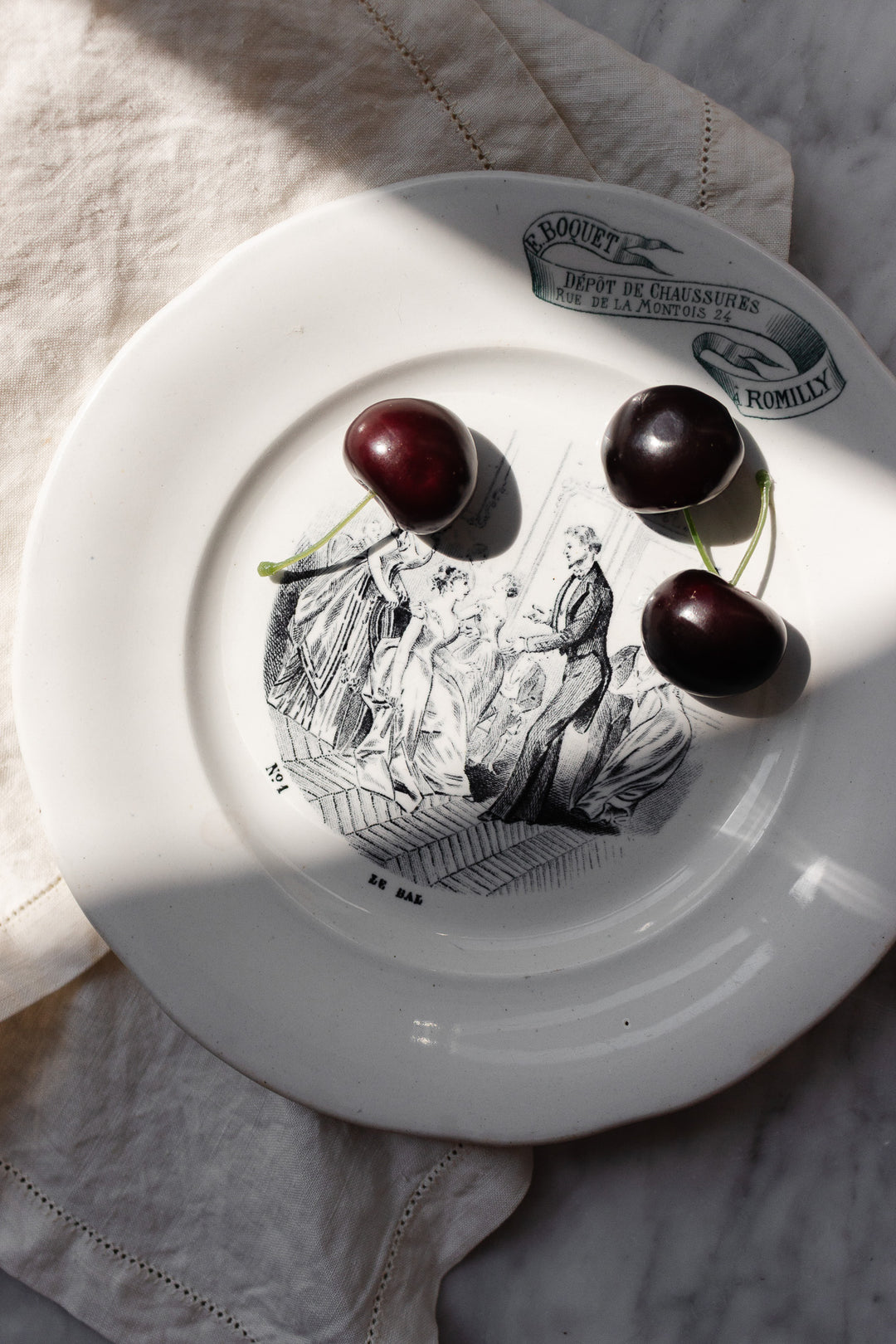 1880s creil et montereau "le bal" advertising talking plate