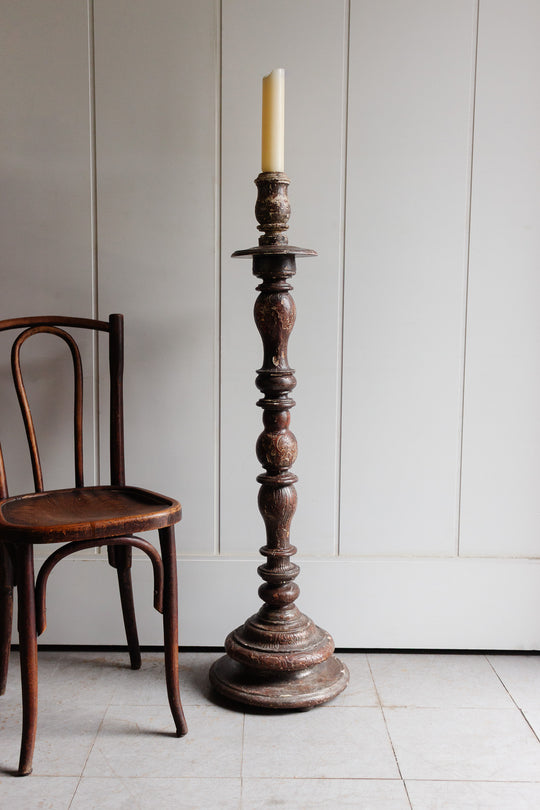 19th century European altar wooden candlestick