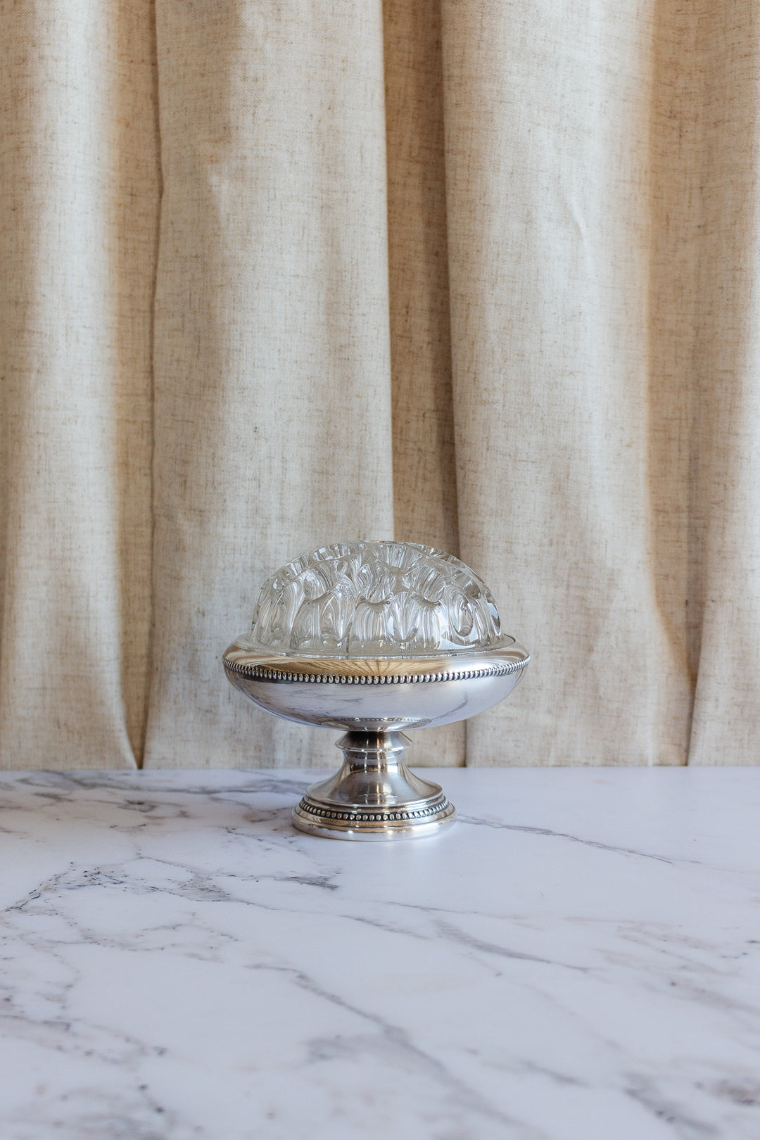 extra large antique French hotel silver flower frog