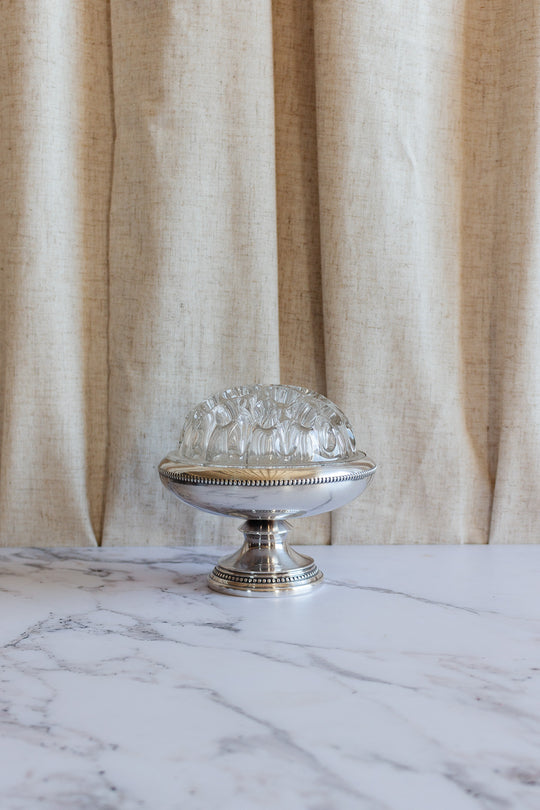 extra large antique French hotel silver flower frog