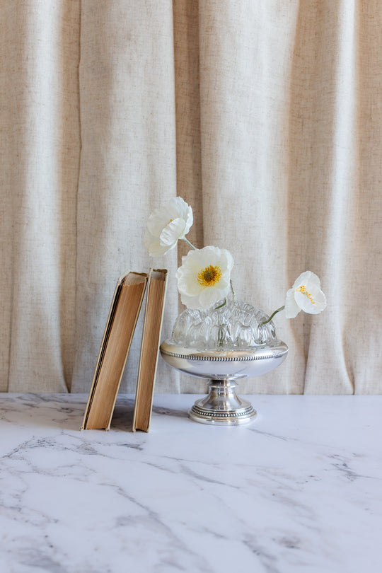 extra large antique French hotel silver flower frog