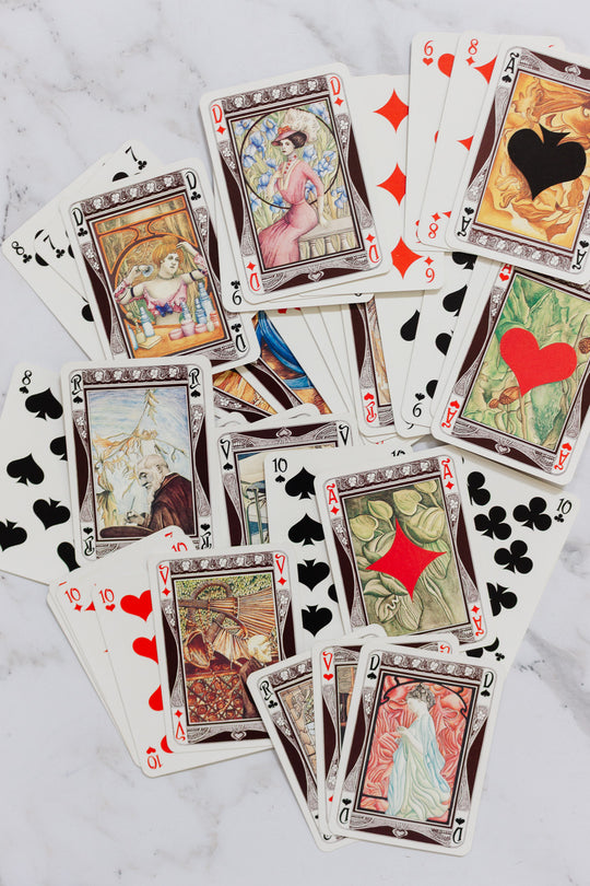 1900 art nouveau double playing cards boxed set