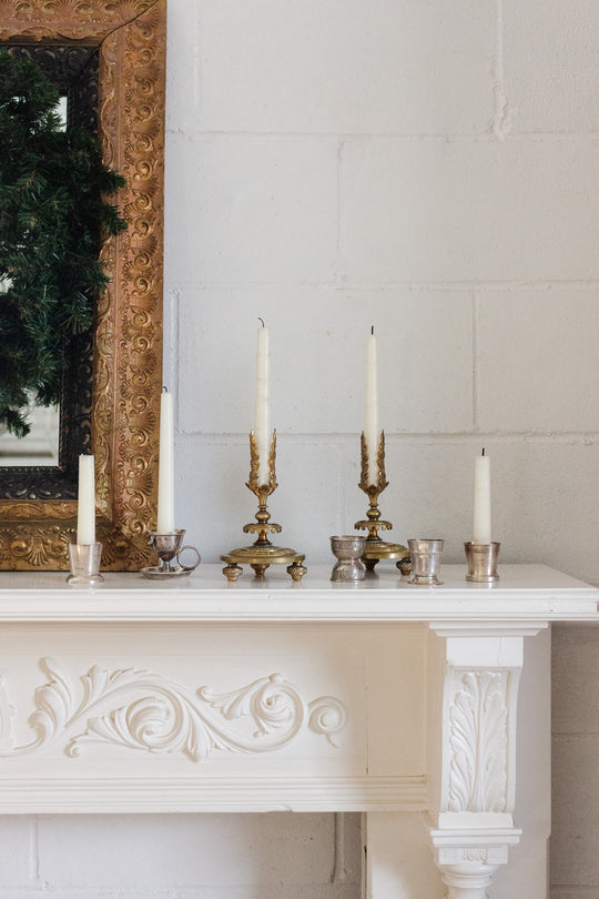 antique french empire revival bronze candlestick pair