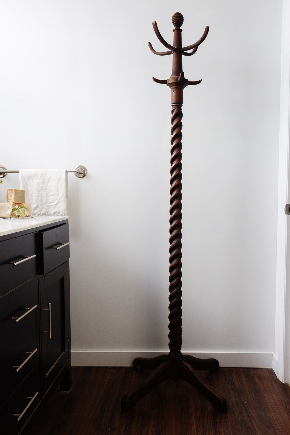 antique english barley twist coat rack