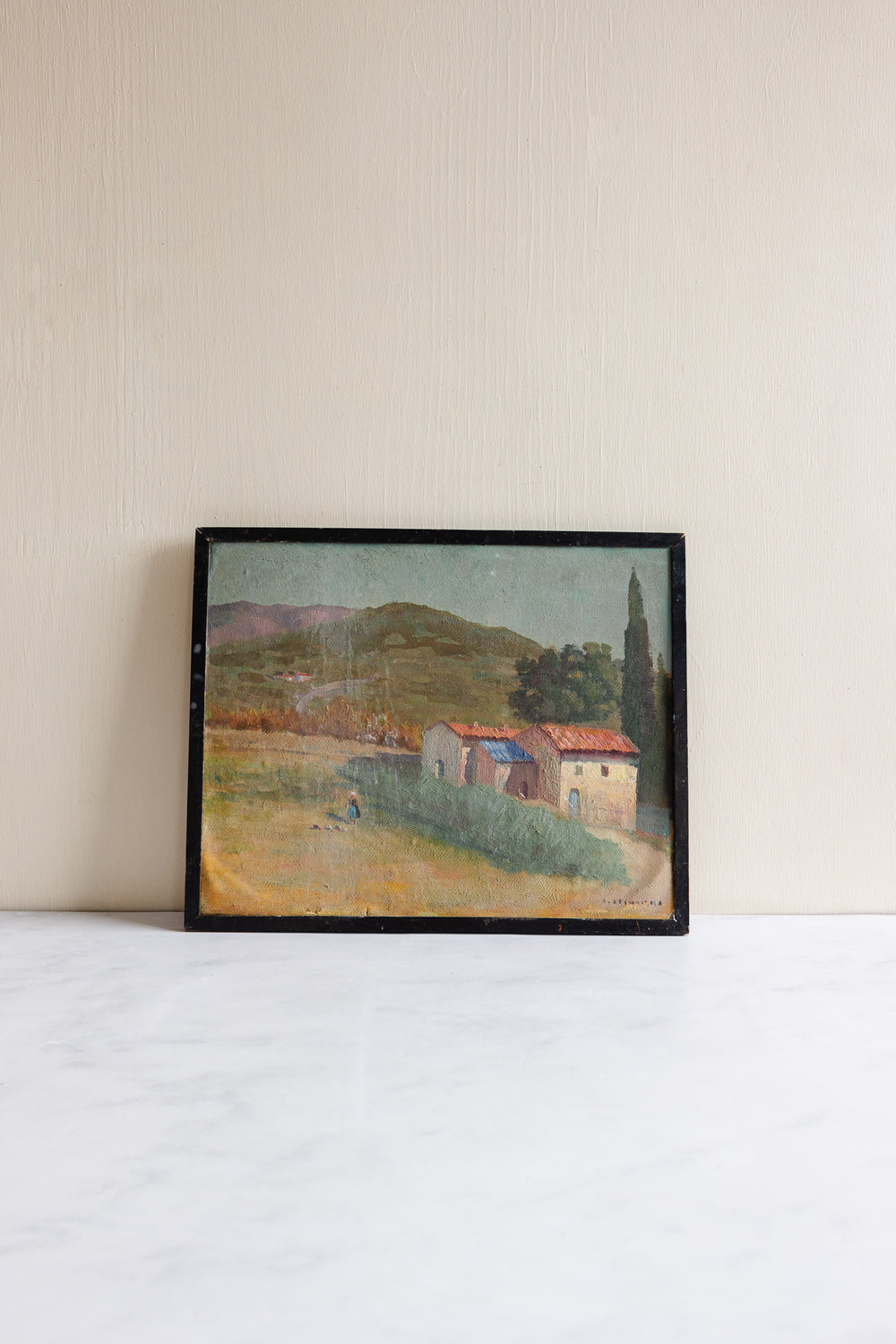 double sided oil on board, “le mer et la ferme”